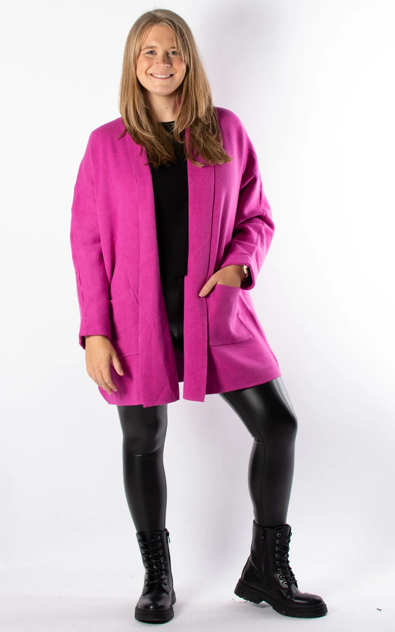 Amber Cardigan | Fuchsia