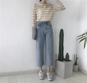 Boyfriend Oversized Blue Denim High Waist Jeans