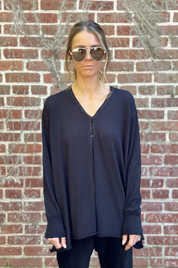 Cardigan - Metallic Shine Black