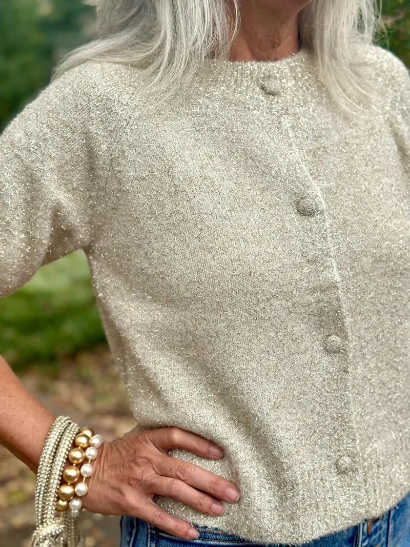 Celestial Shimmer Sweater - Winter White/Gold