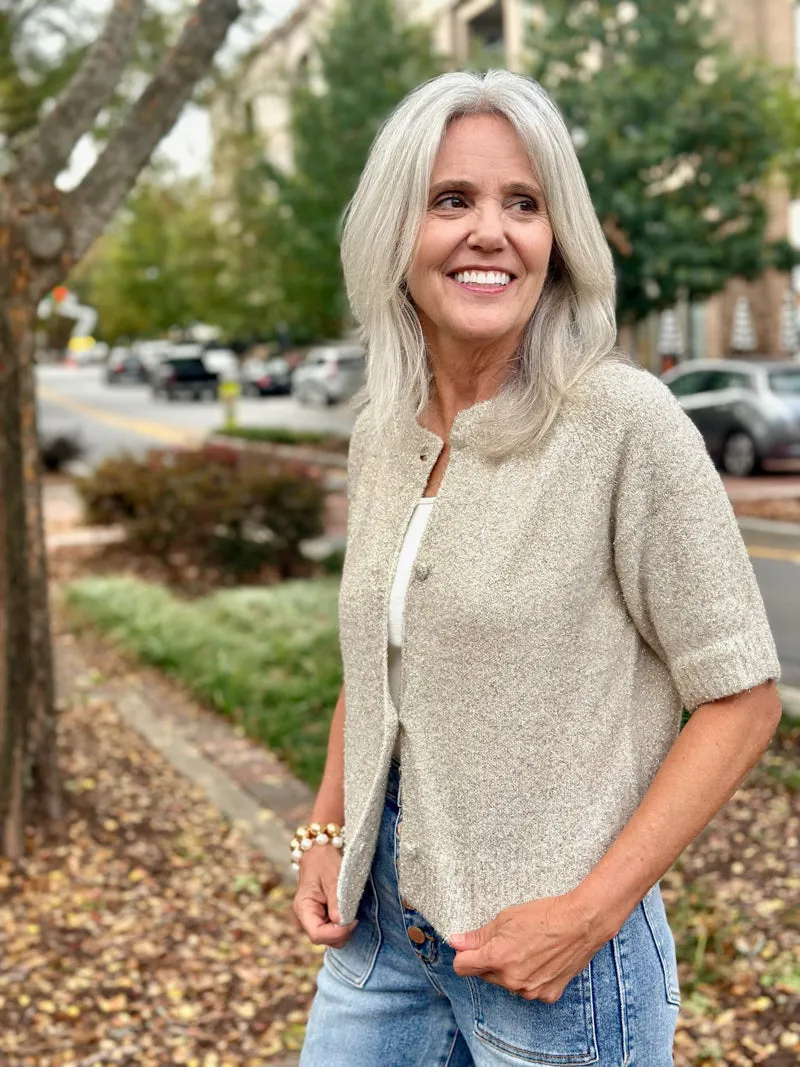 Celestial Shimmer Sweater - Winter White/Gold