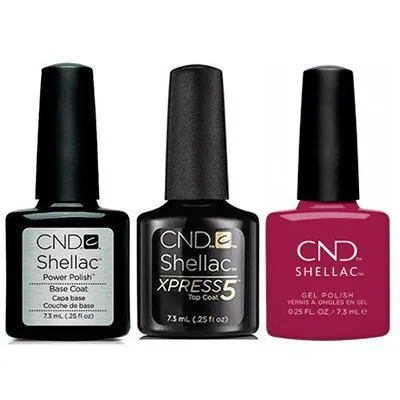 CND - Shellac Xpress5 Combo - Base, Top & How Merlot (0.25 oz)