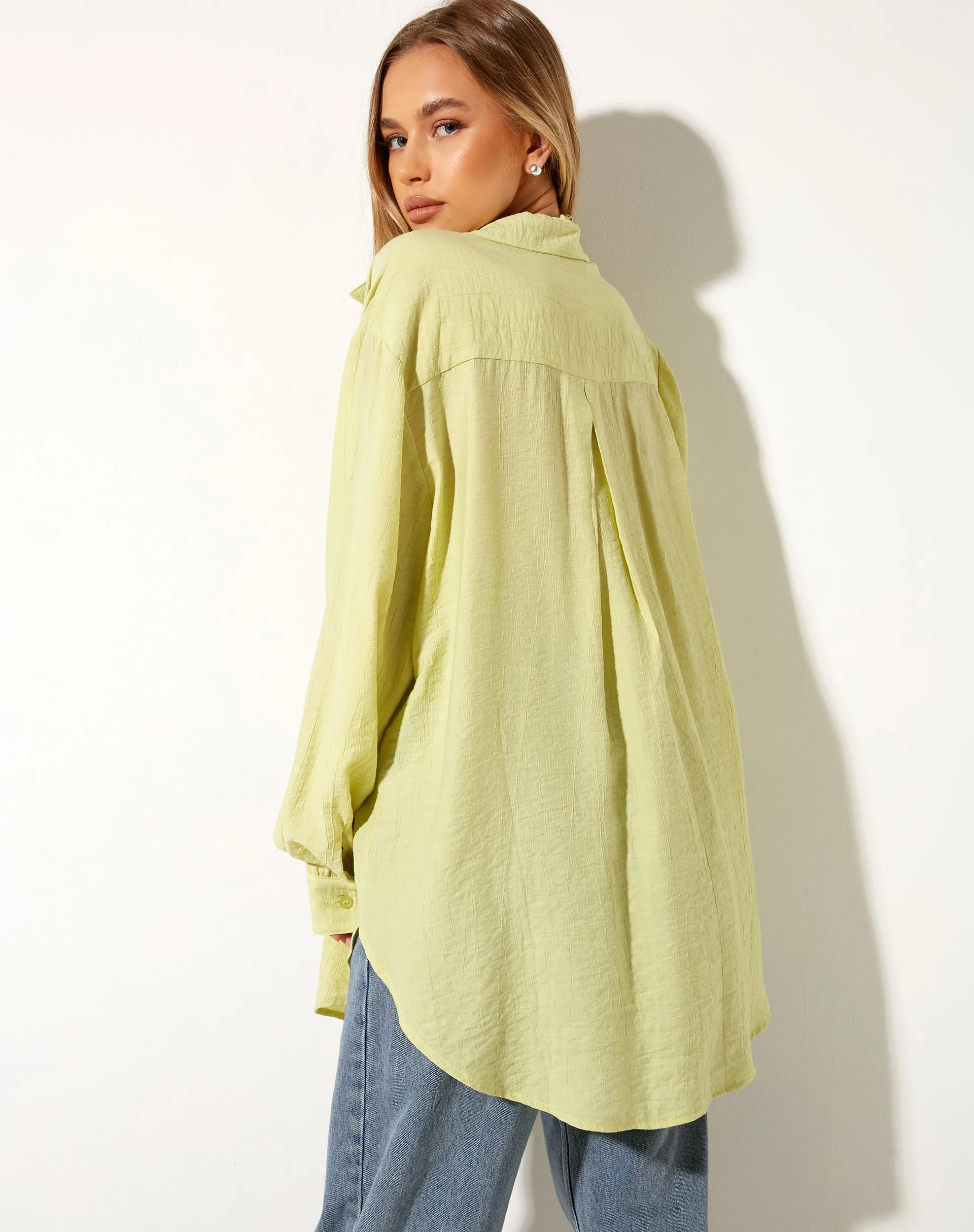 Dael Oversized Shirt in Crinkle Sage
