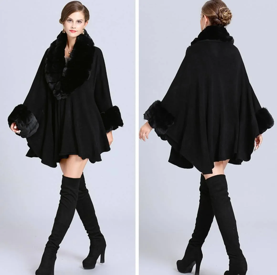 FAUX FUR PONCHO