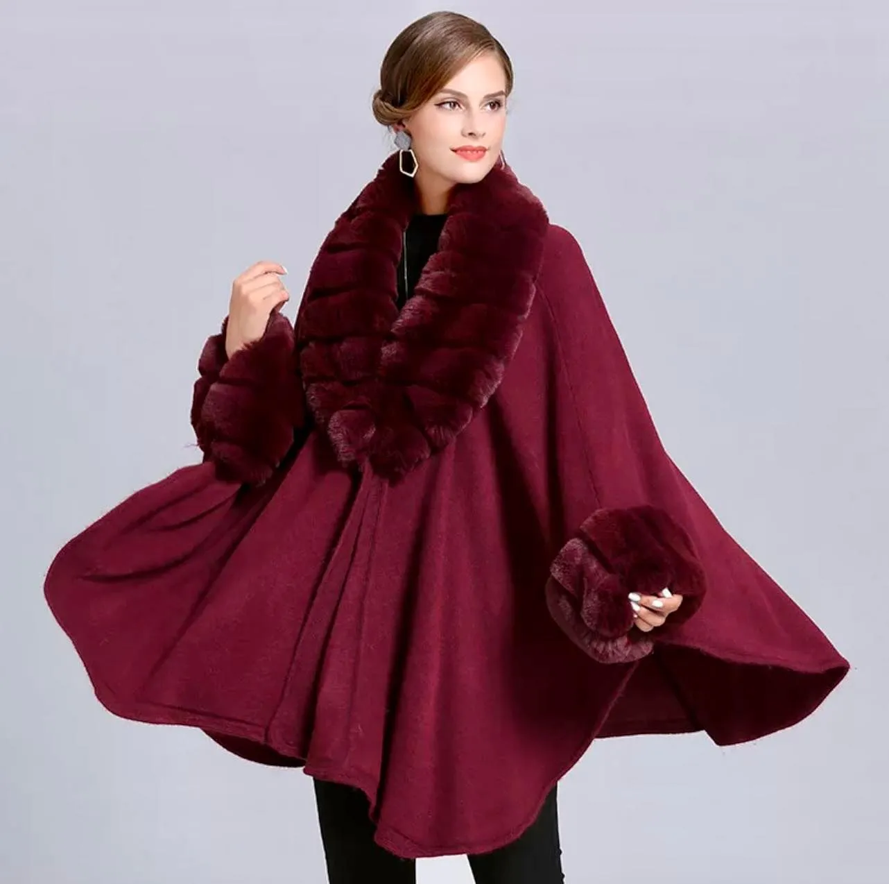 FAUX FUR PONCHO