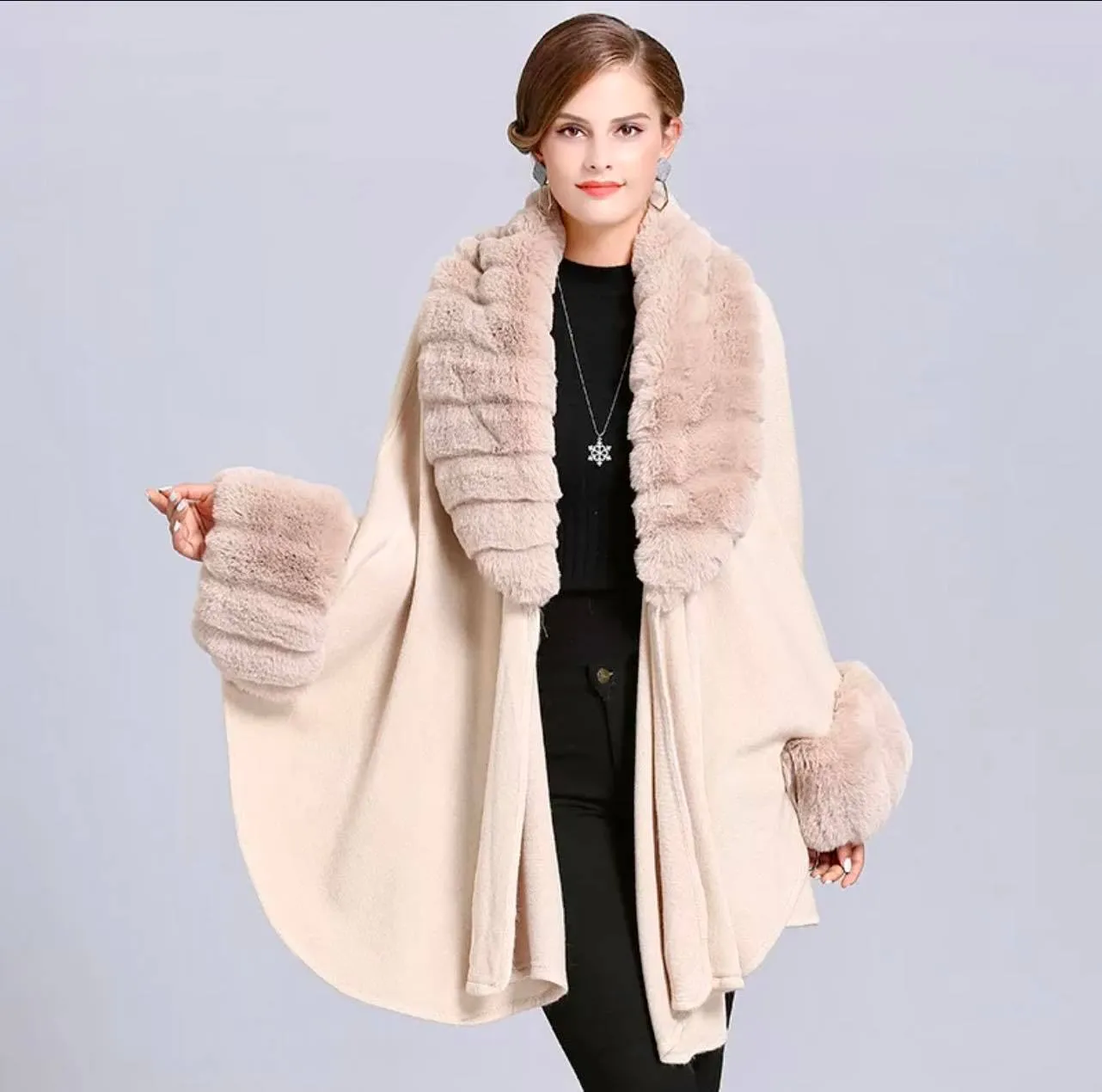 FAUX FUR PONCHO