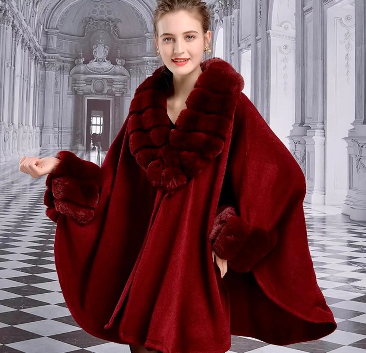 FAUX FUR PONCHO