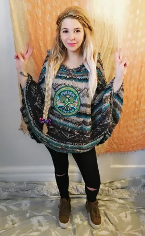 FREE People Upcyled Phish Poncho Style Sweater Summer 2016 Free Size