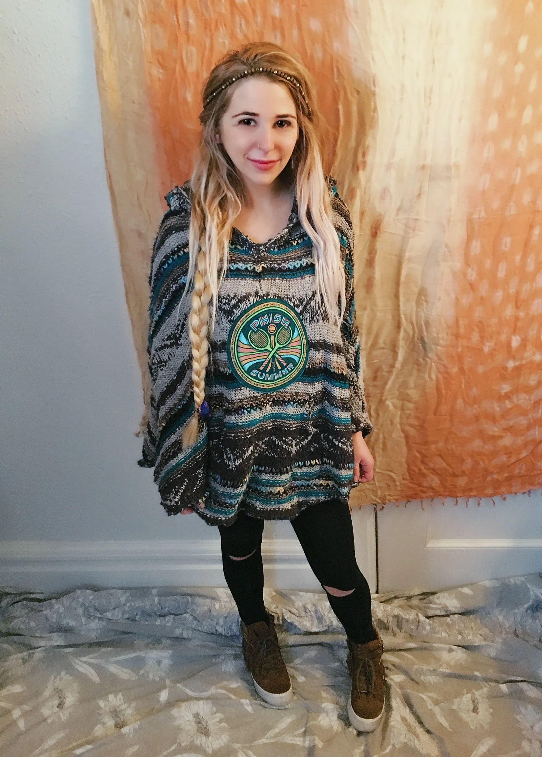 FREE People Upcyled Phish Poncho Style Sweater Summer 2016 Free Size