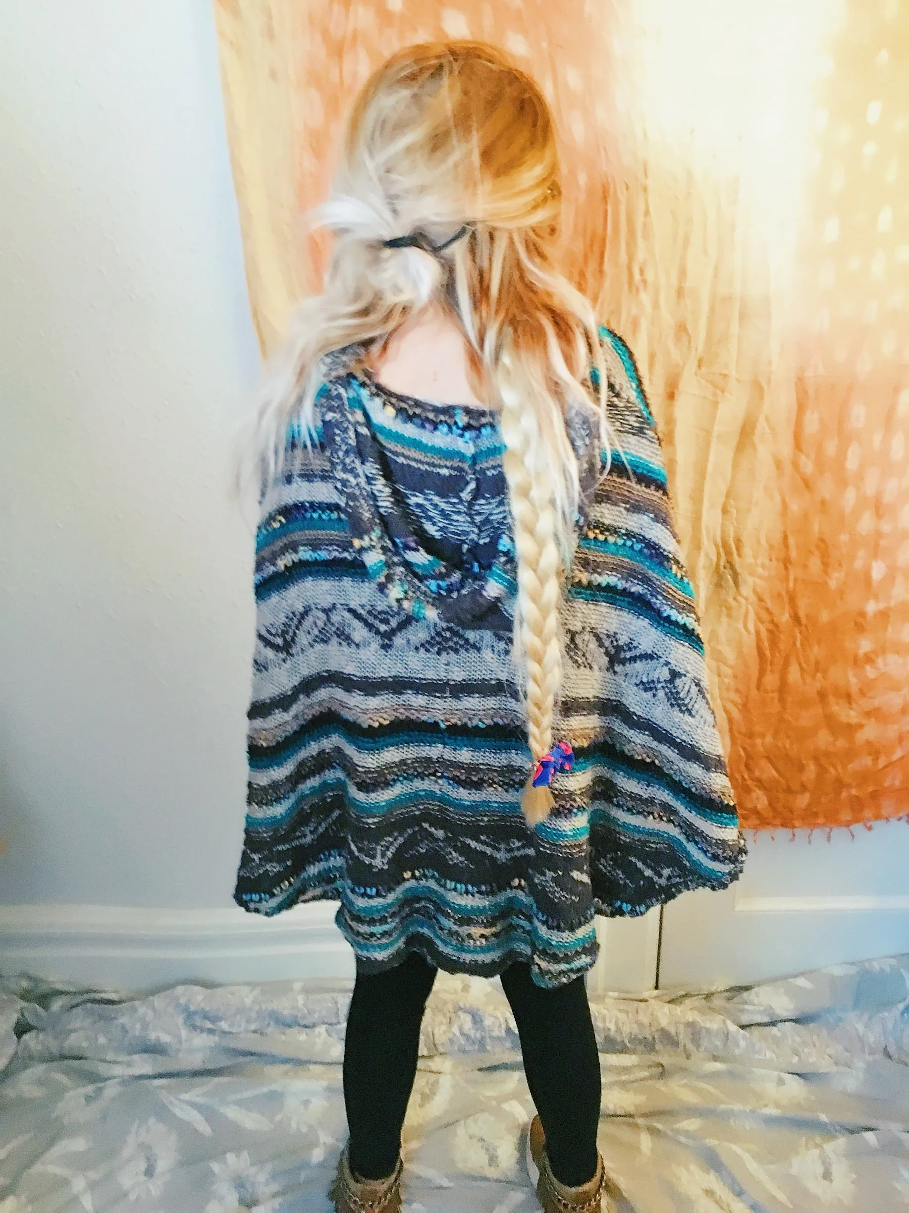 FREE People Upcyled Phish Poncho Style Sweater Summer 2016 Free Size