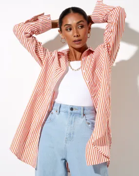 Gane Shirt in Vertical Stripe Orange