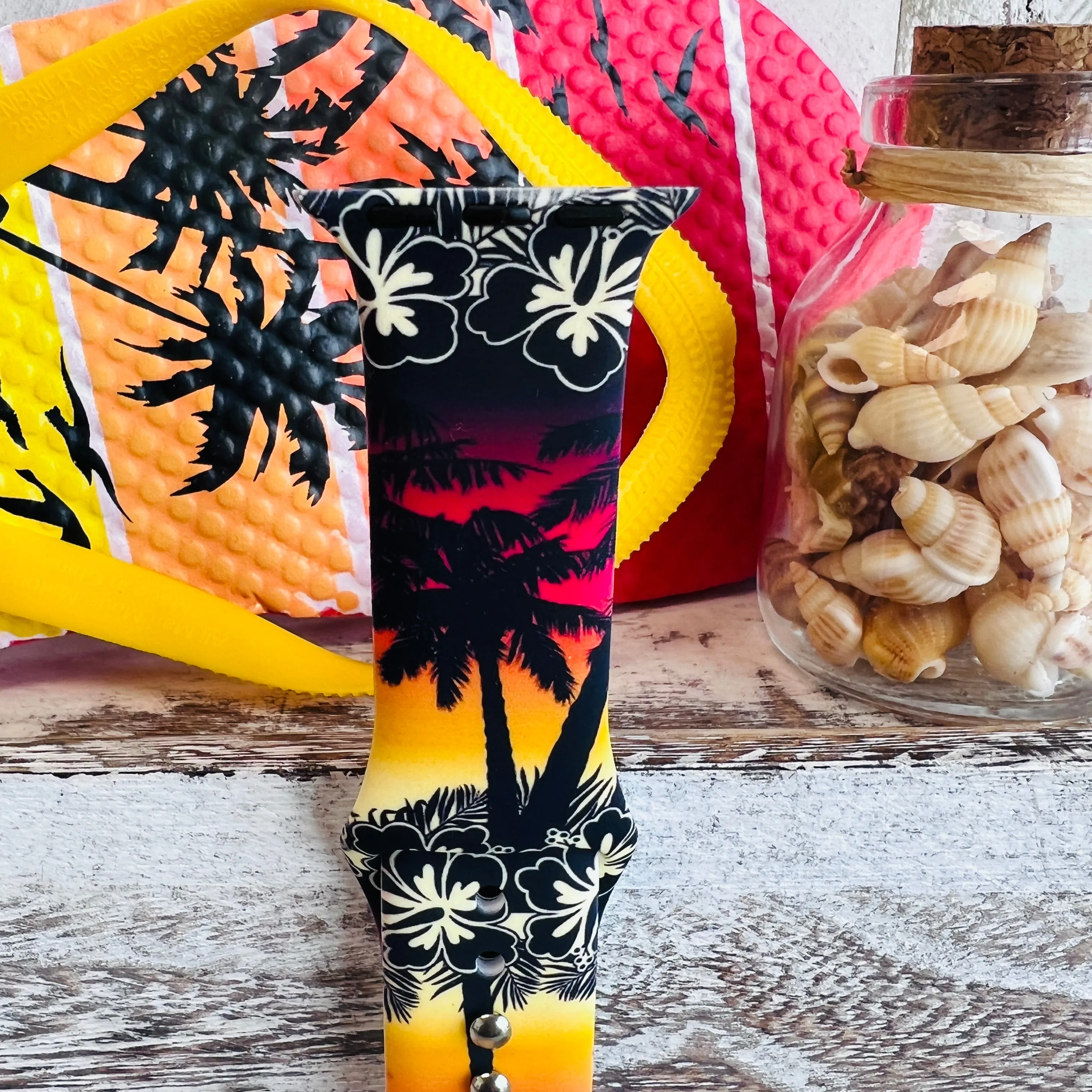 Hawaiian Shirt Print Silicone Band For Apple Watch