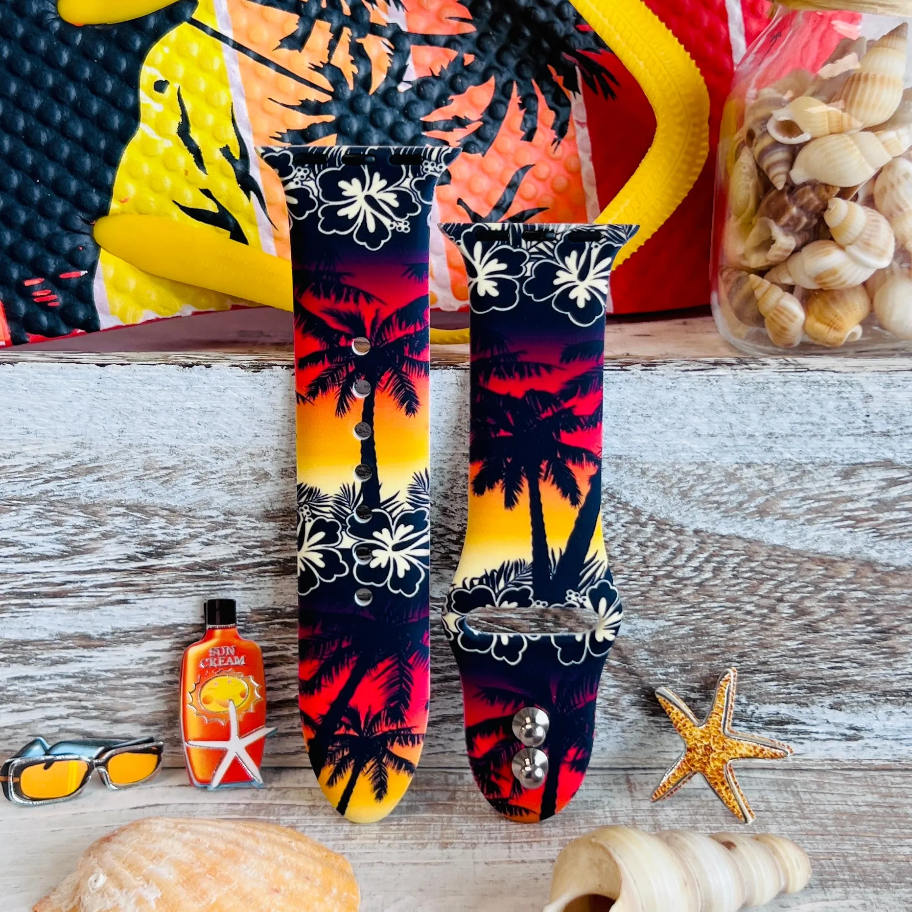 Hawaiian Shirt Print Silicone Band For Apple Watch