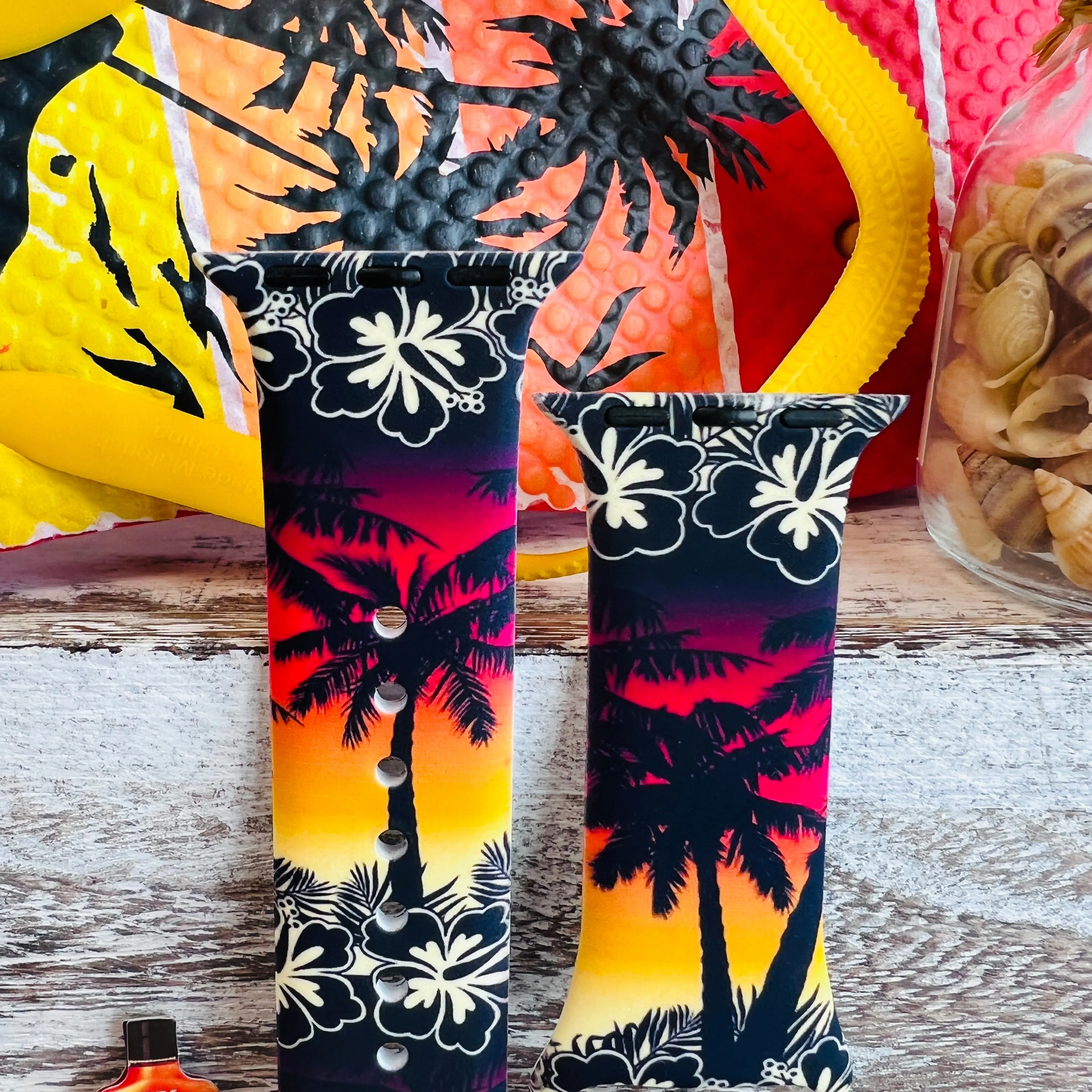 Hawaiian Shirt Print Silicone Band For Apple Watch