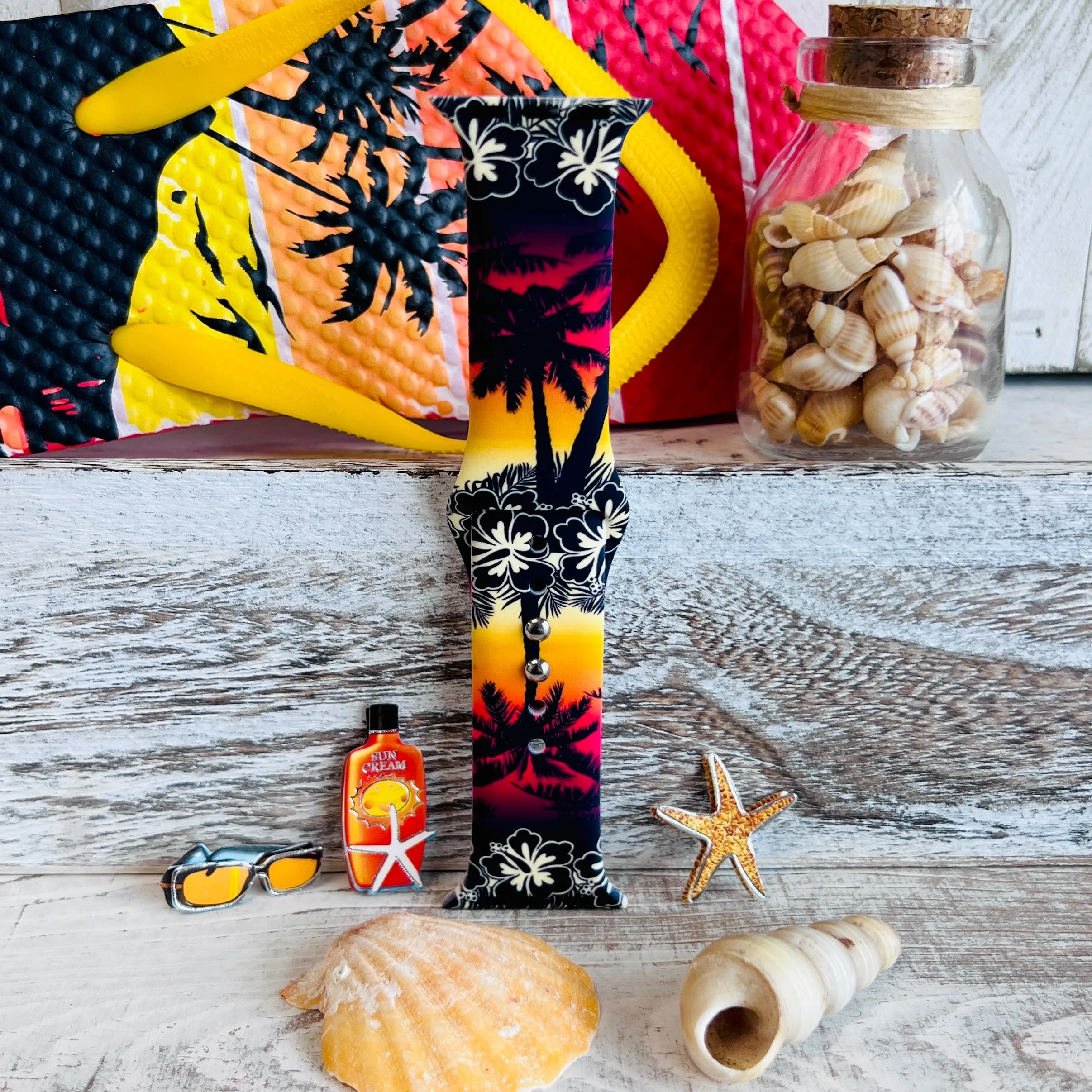 Hawaiian Shirt Print Silicone Band For Apple Watch