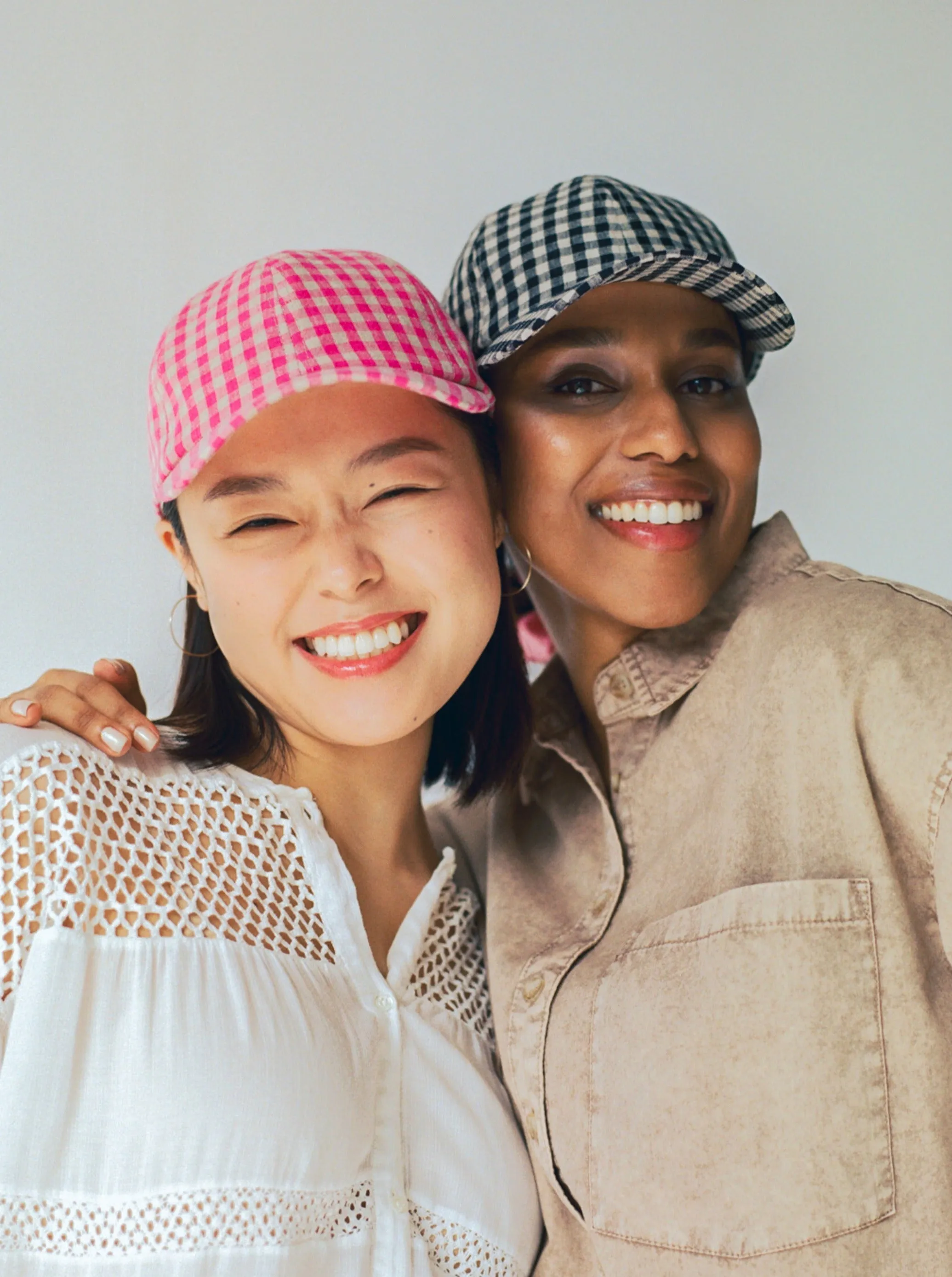 Linen Gingham Cap in Pink