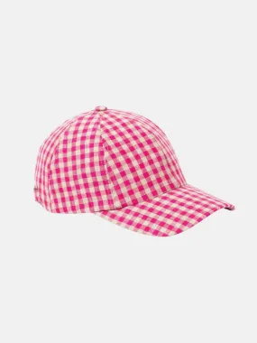 Linen Gingham Cap in Pink