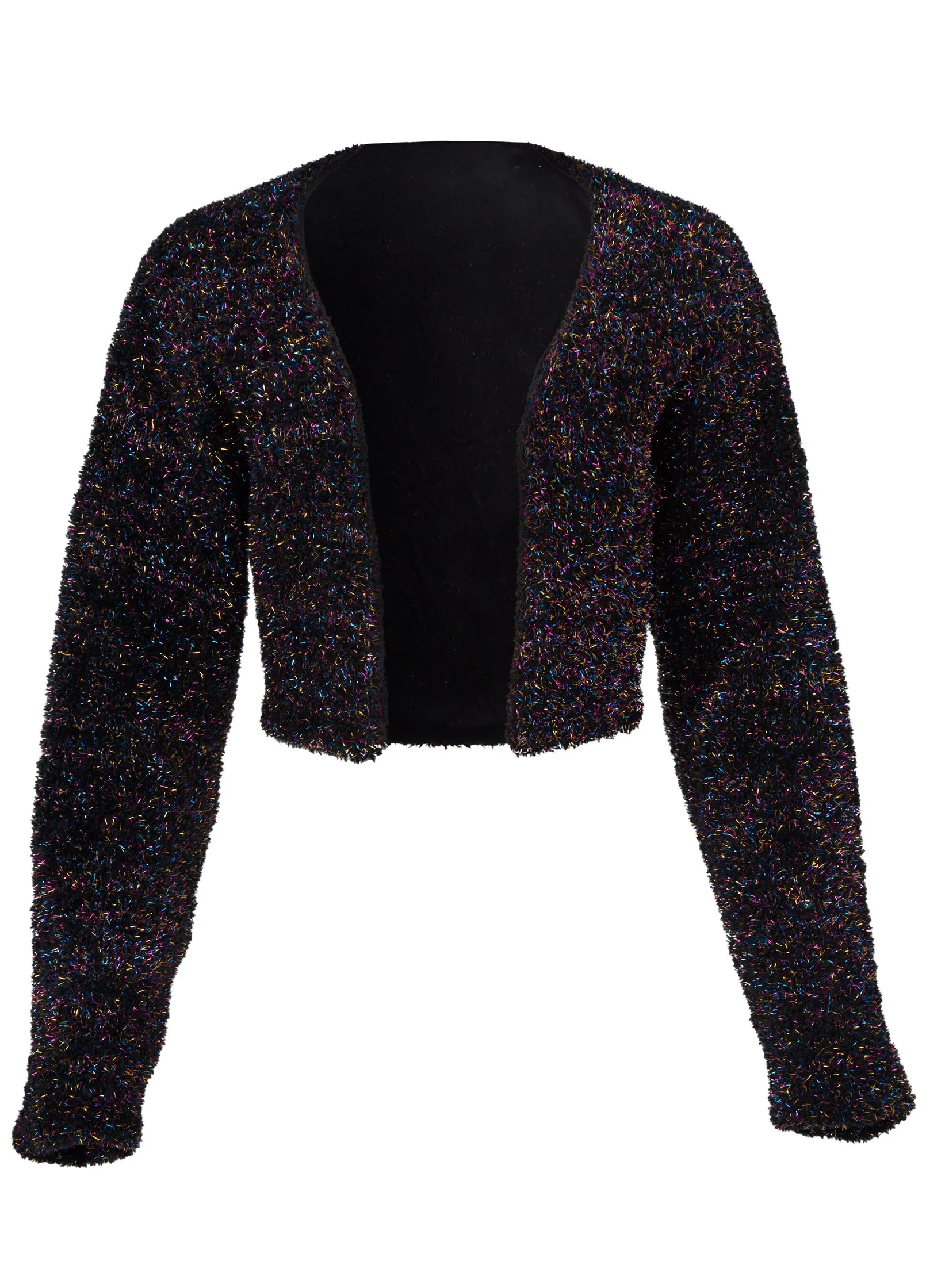 Lurex Cropped Cardigan - Black Multi