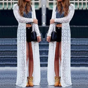 "Empire" Long lace cardigan coat