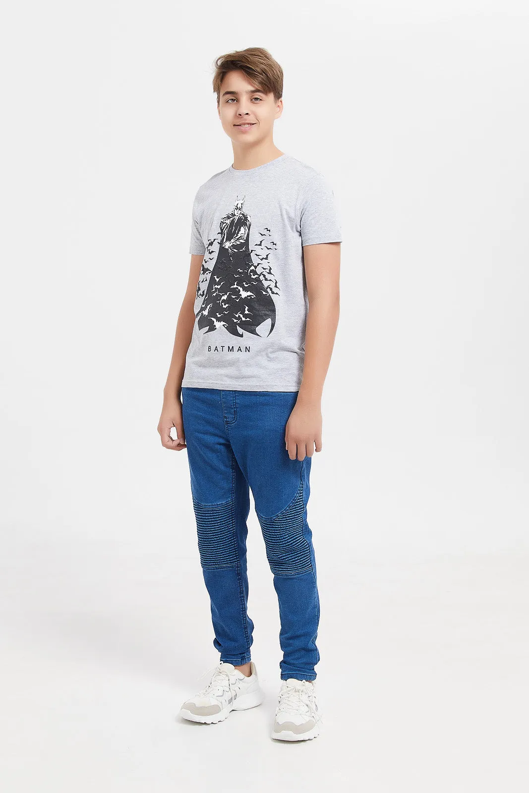 Senior Boys Biker Knee Pull On Jeans