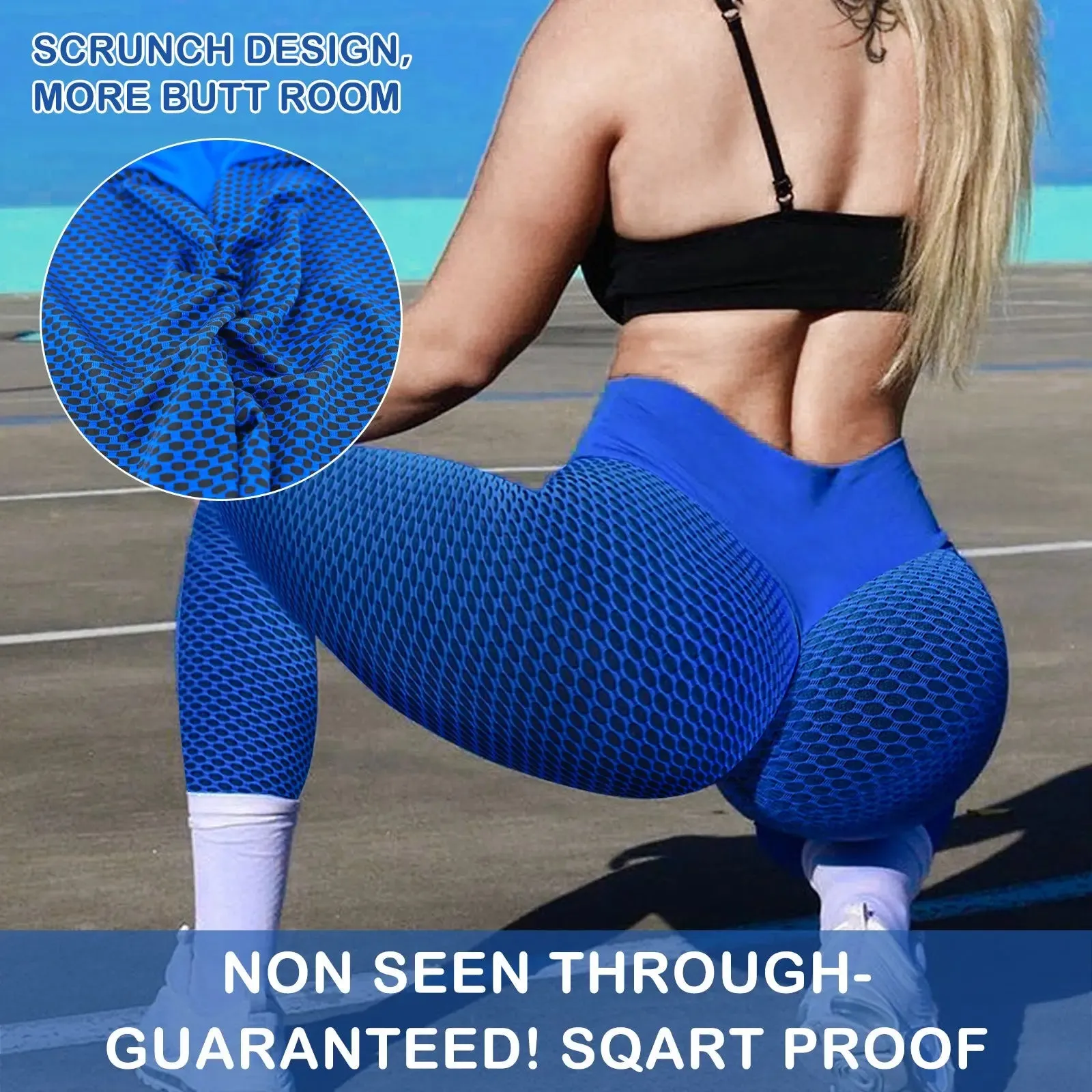 Sports High Waist Yoga Pants, Plus Size Women's Butt Lifting Workout Tights