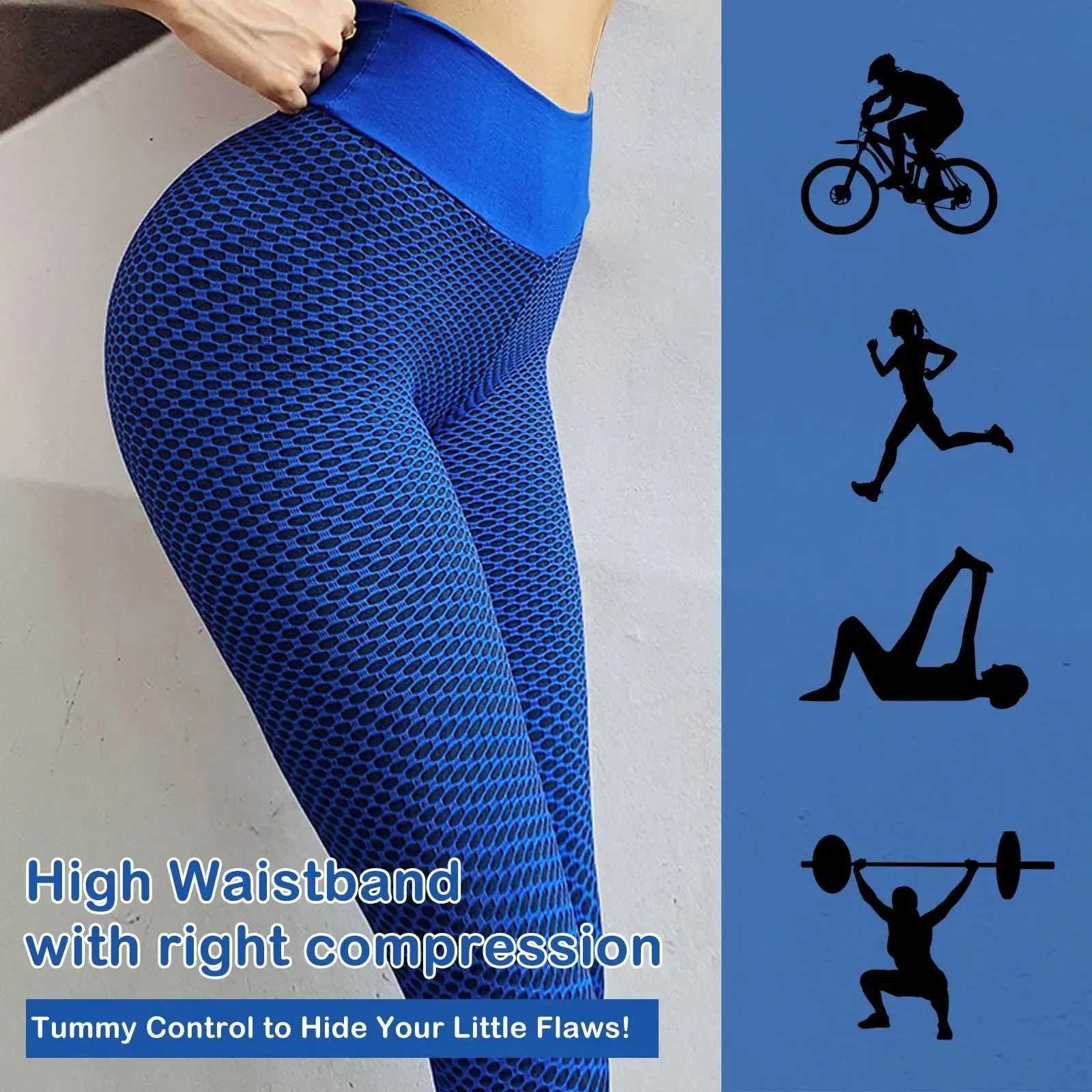 Sports High Waist Yoga Pants, Plus Size Women's Butt Lifting Workout Tights