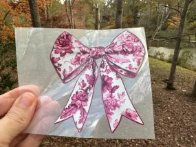 T Shirt Transfer | 47P | Pink Toile Bow | Sublimation, HTV, DTF