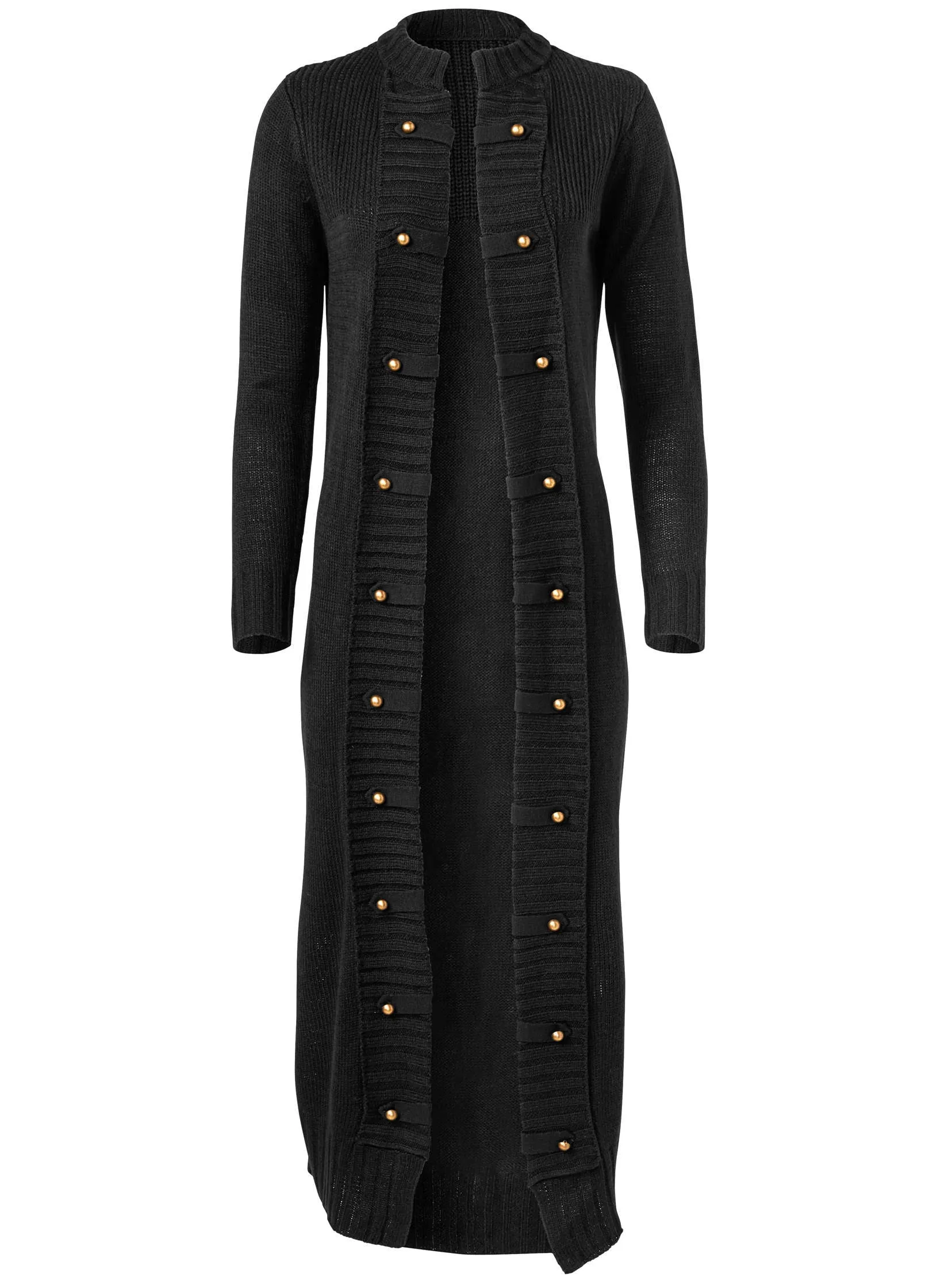 Tab Button Detail Duster - Black