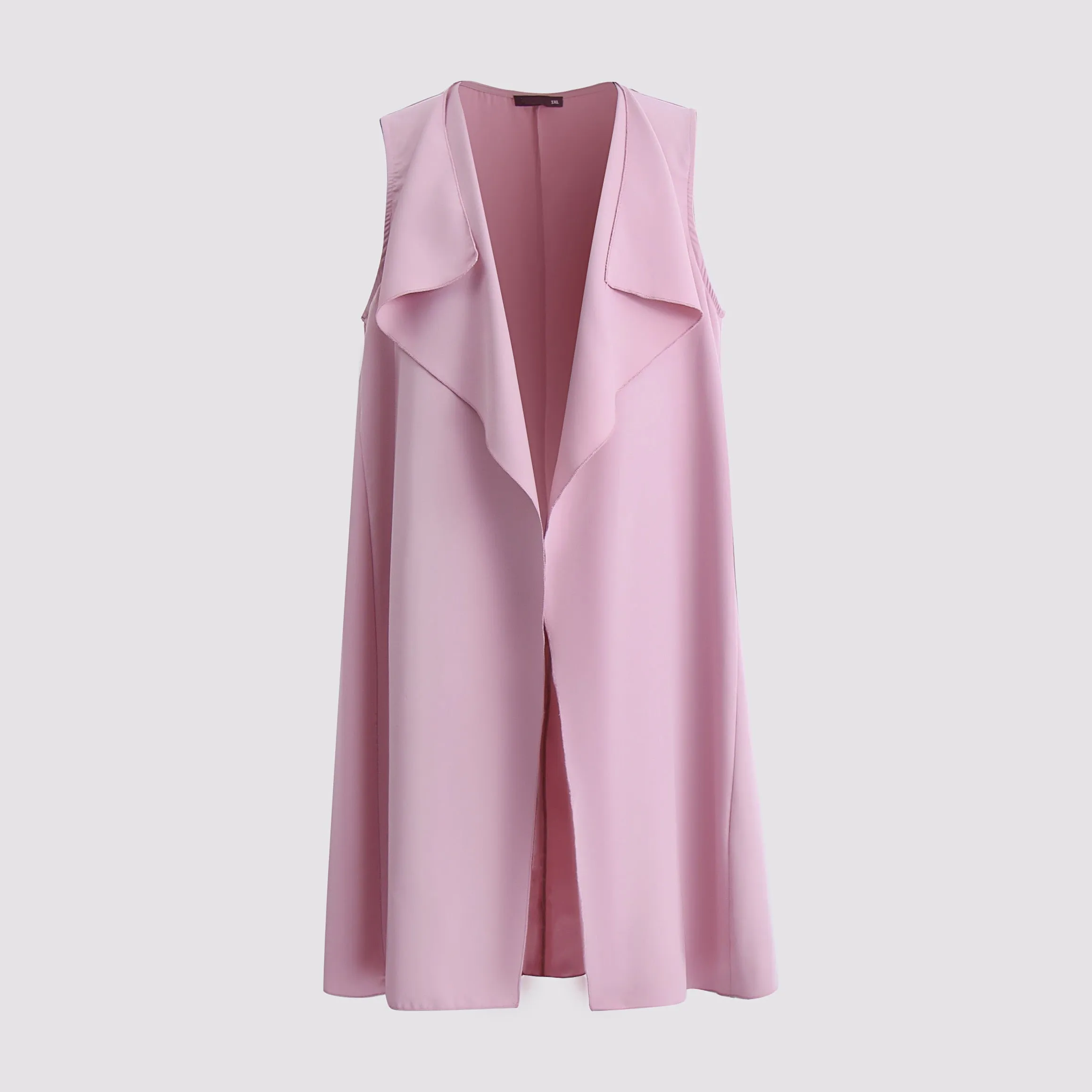 Trench Sleeveless Turn-down Collar Midi Overcoat