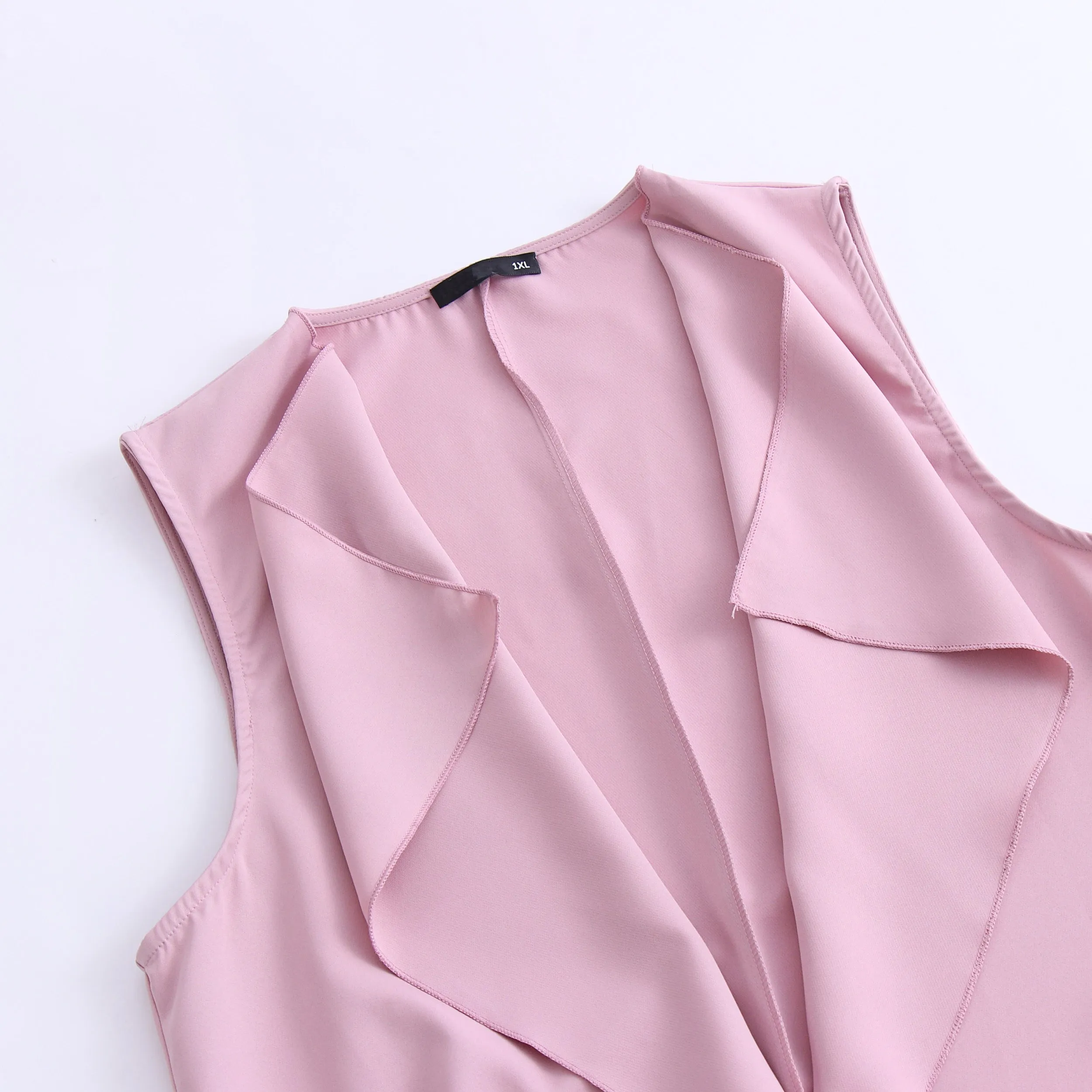 Trench Sleeveless Turn-down Collar Midi Overcoat