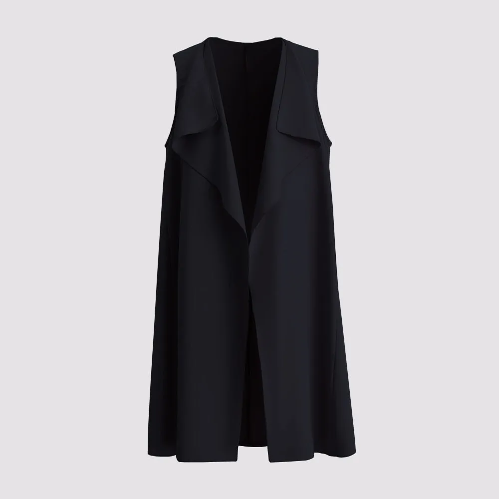 Trench Sleeveless Turn-down Collar Midi Overcoat
