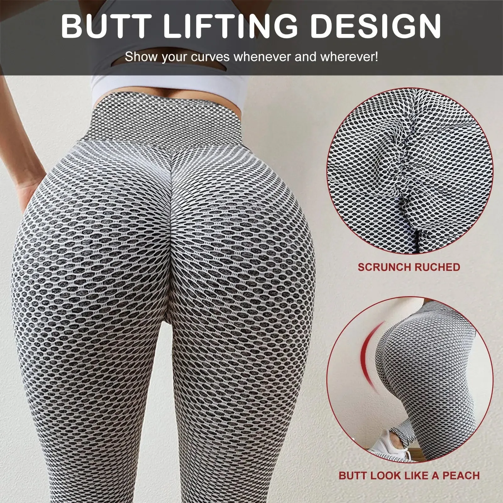 Women's Butt Lifting Exercise Tights, Plus Size Sports High Waist Yoga Pants, Leggings
