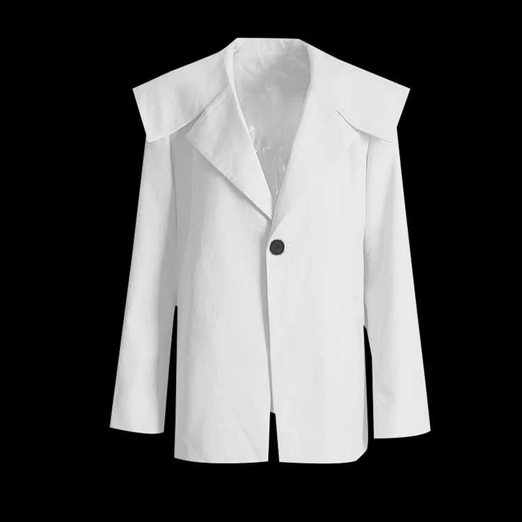 Women's Casual One Button Yellow Coat Loose Shawl Collar Jacket